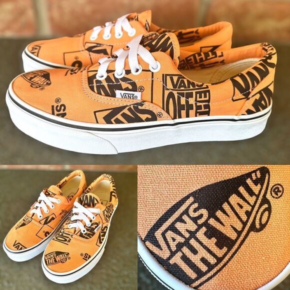 VANS Era Off the Wall Logo Mix Tangerine/Black Sneakers Mens 6 Womens 7.5 - Picture 1 of 15